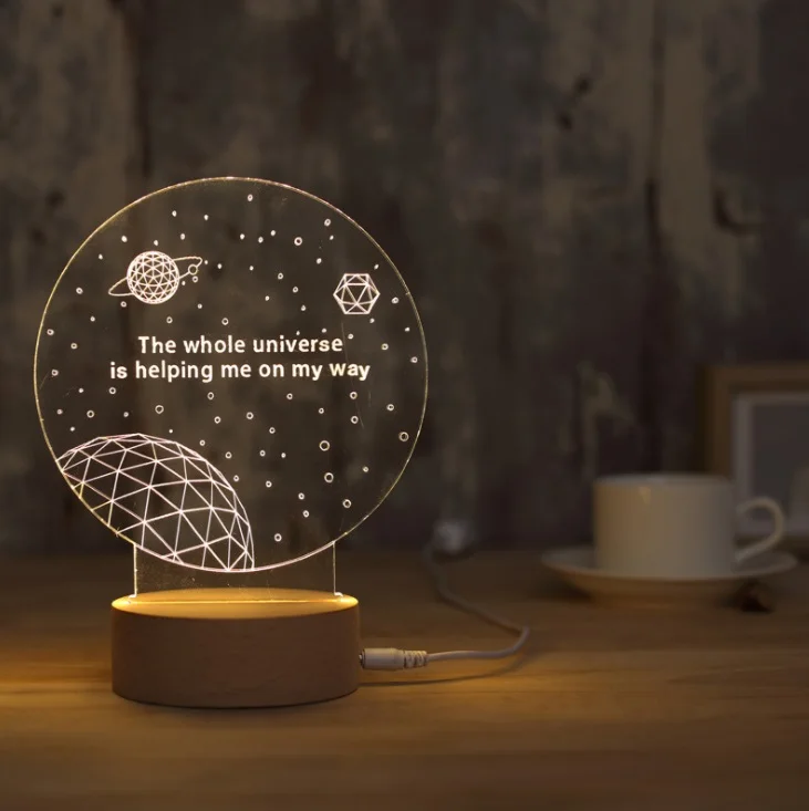 Creative LED Acrylic Starry Table Lamp , And 3D holiday gift Bedroom