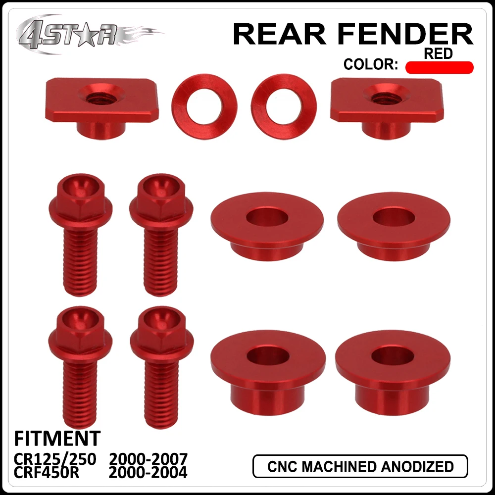 Мотоцикл CNC переднее заднее крыло радиатор кожух вилка охранники сиденья боковые панели Винт Набор для HONDA CR125 CR250 00-07 CRF450R 00-04 - Цвет: rear fender