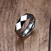 Faceted Wedding Band For Men,Mens Tungsten Carbide Rings, Polished Beveled Edge Comfort Fit
