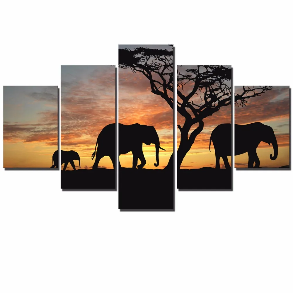 Africa Sunset Wildlife Safari CANVAS WALL ART Picture Print Single