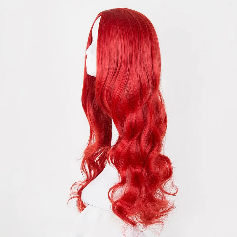 Красный парик Fei-Show синтетический жаростойкий волокна карнавал Peruca Perruque длинные вьющиеся средняя часть линии волос женский салонный парик