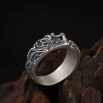 

100% Pure 999 Sterling Silver Jewelry Rings Punk Mens Signet Ring For Women Special Christmas Gift FR015