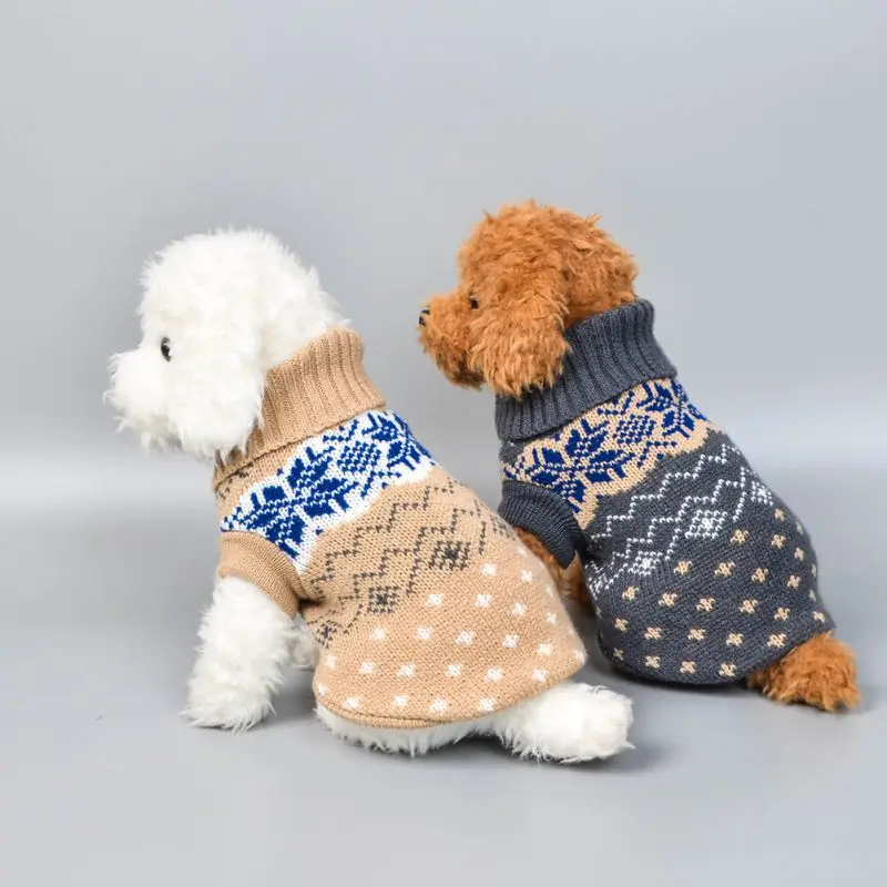 Теплые свитера для собак, жаккардовый вязаный клетчатый свитер со щенком, джемпер для питомца, вязаные свитера для животных, для маленьких и средних собак, XS-XXL