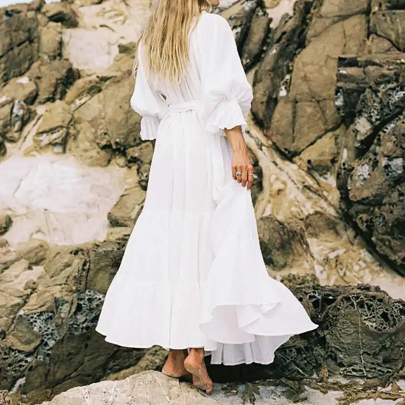 2019 Celmia негабаритных Для женщин длинное платье летние пикантные Off Shoulder Swing вечерние пляжное платье Однотонная повседневная обувь макси с
