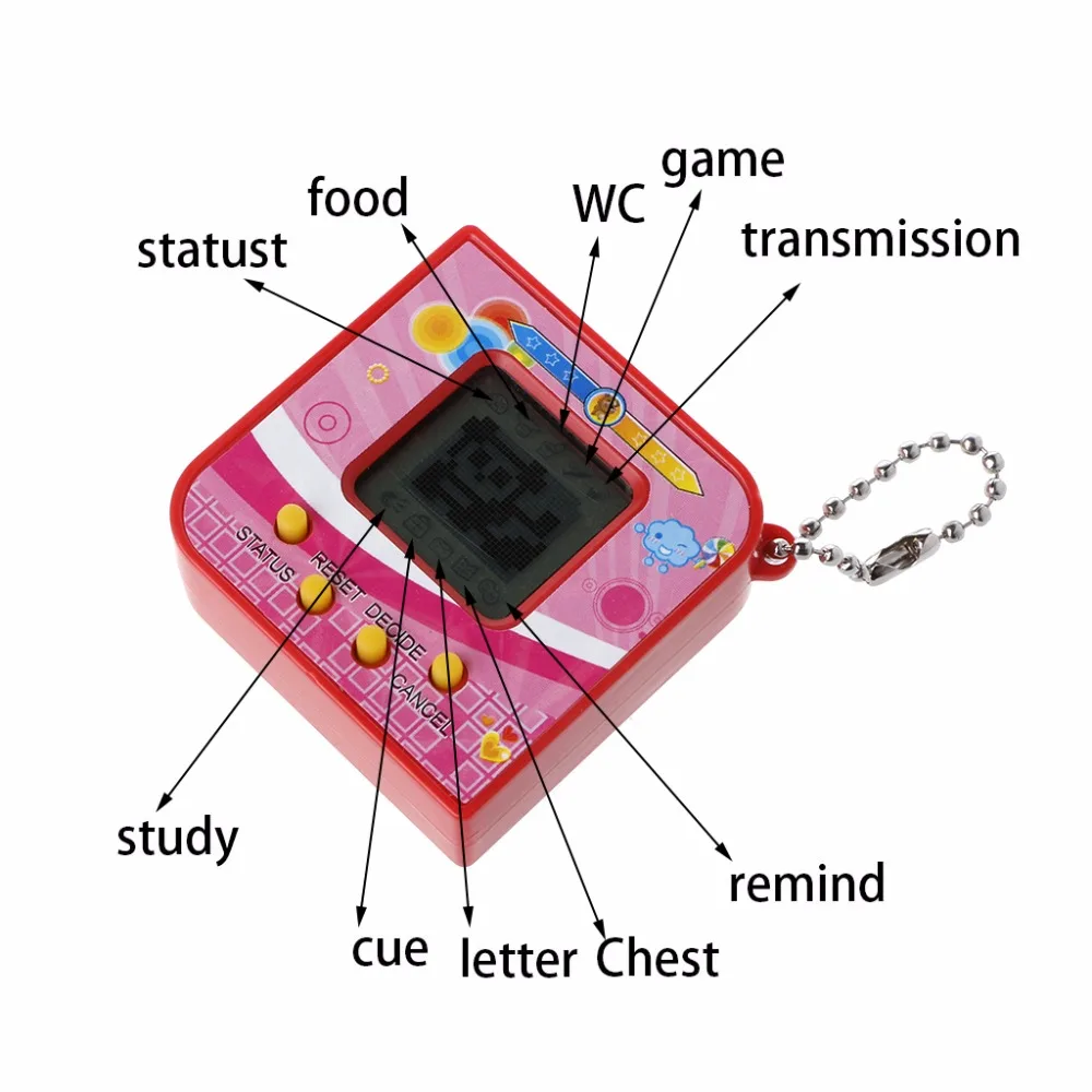 Симпатичная квадратная форма lcd Виртуальная Цифровая Pet электронная игровая машина с брелком случайный цвет#20/12