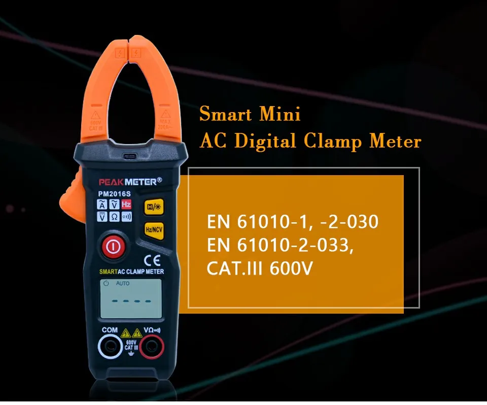 PEAKMETER PM2016S цифровой клещи переменного тока 6000 отсчетов мини мультиметр с автоматическим диапазоном NVC функция