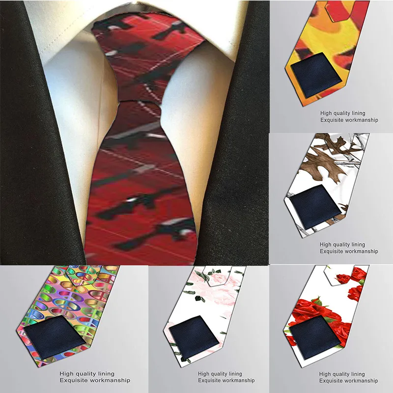 

New Men Ties Designers Fashion Hot 3D Printed Men's Tie 8CM Width Neckties For Wedding Accessories Party Banquet Necktie H-LD18