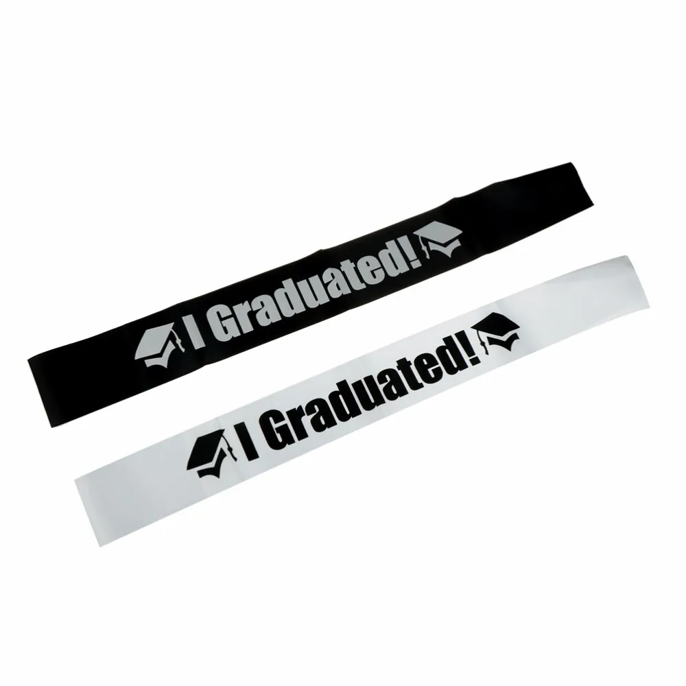 

1PC Black White I Graduated Satin Sash Single Sided Graduate High School Celebration Party Photo booth Props Party Supplies Gift