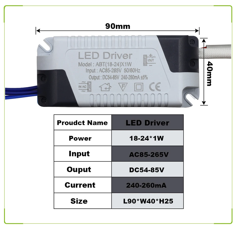 Светодиодный блок питания 1 Вт, 3 Вт, 5 Вт, 18 Вт, 25 Вт, ток 300 мА, светильник, трансформатор, адаптер, AC85-265V, светодиодный светильник, лампа