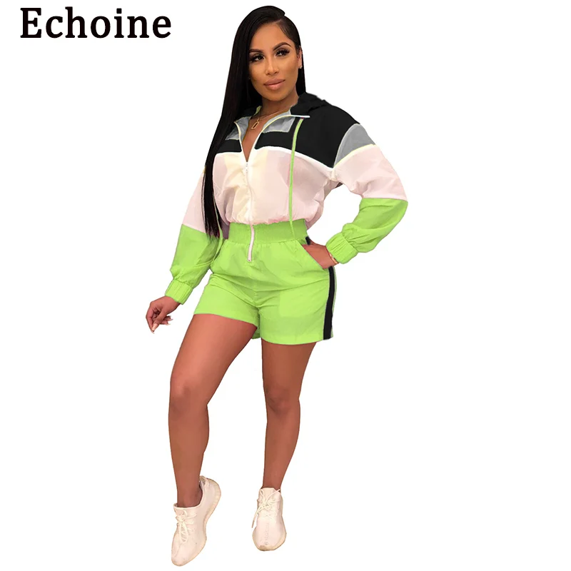 

Echoine Womens Jumpsuit Patchwork Color Playsuit Turn Down Collar Long Sleeve With Zipper Loose Rompers Overalls For Women