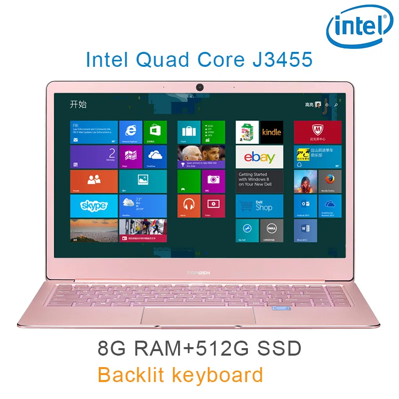 

P9-14 Rose gold 8G RAM 512G SSD Intel Celeron J3455 27" Gaming laptop notebook desktop computer with Backlit keyboard
