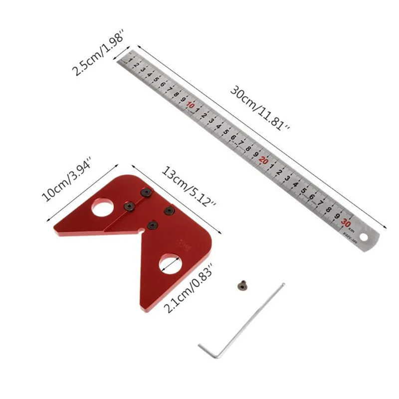 Danu красный 45 градусов деревообрабатывающий центр Scriber угловая линия Калибр линейка для измерения Дерева Инструмент писчий алюминиевый
