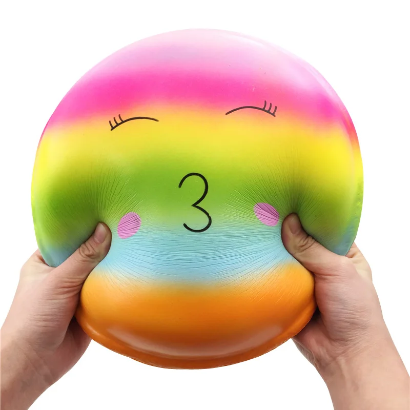 Заводская распродажа PU Jumbo Rainbow Squishies медленно поднимающийся ароматизированный Единорог Макарон сжимающая забавная игрушка