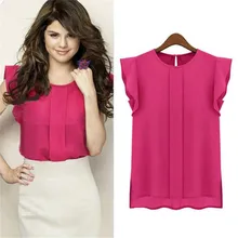 Woweile Super Deal Fashion Women Casual Loose Chiffon Short Tulip Sleeve Blouse Shirt Tops Free Shippping