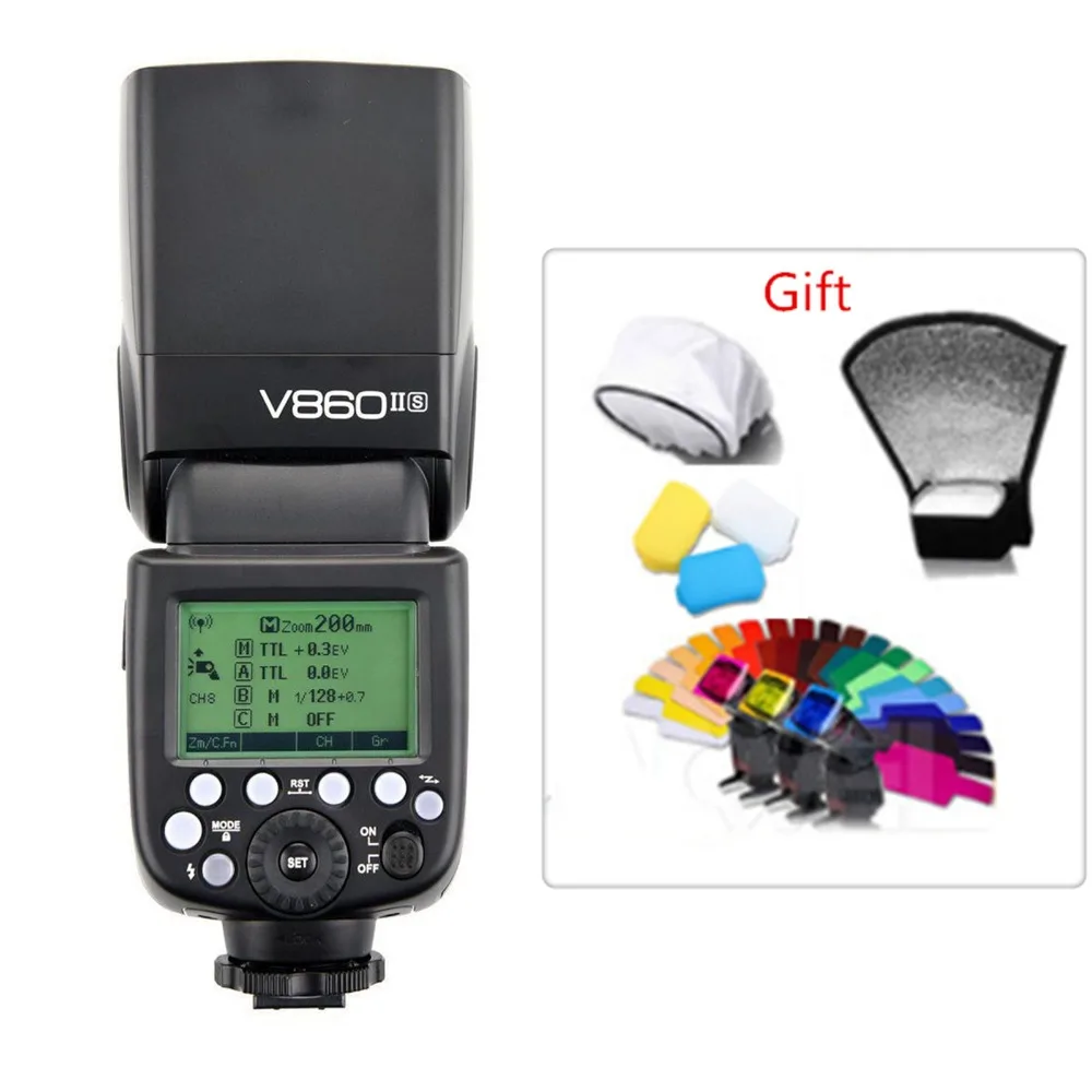 

Godox V860II-S Flash TTL 2.4G GN60 Li-Battery Camera Flash Speedlite HSS 1/8000s 2000 mAh Bateria Speedlite for Sony A7R III A9