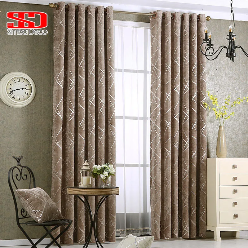 Chenille Jacquard Argent Rideaux pour Salon Moderne Luxe Aveugle Tissu