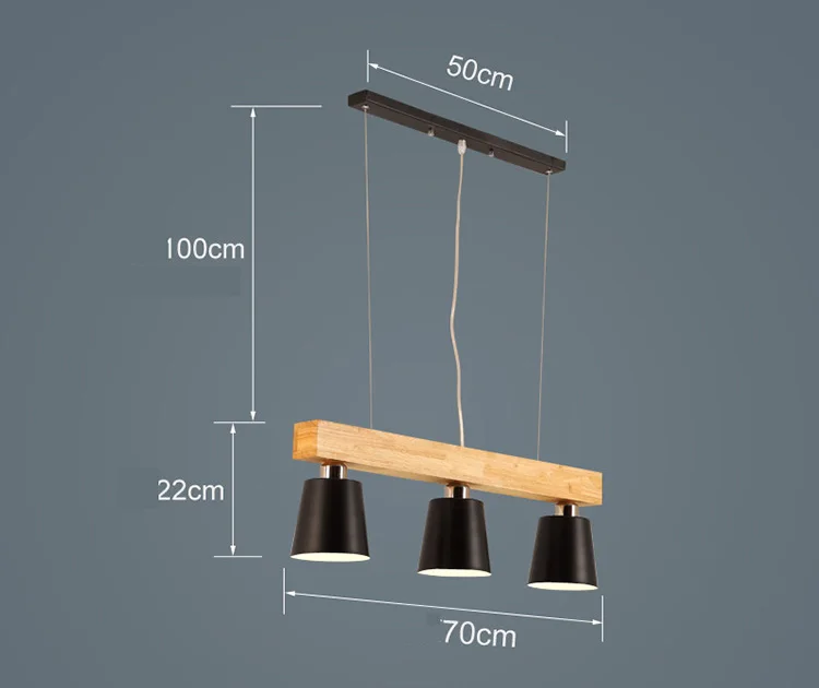 Столовая, дерево подвесной светильник E27 держатель подвесной светильник Железный Абажур креативный современный ресторан кухня Остров светильник ing - Цвет корпуса: 3 heads black