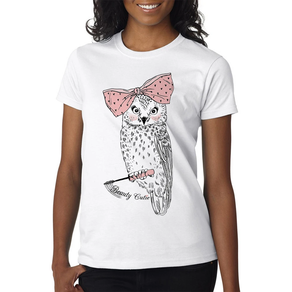 Women Owl Animal T Shirt 2018 Summer Short Sleeve Printed Retro T Shirt