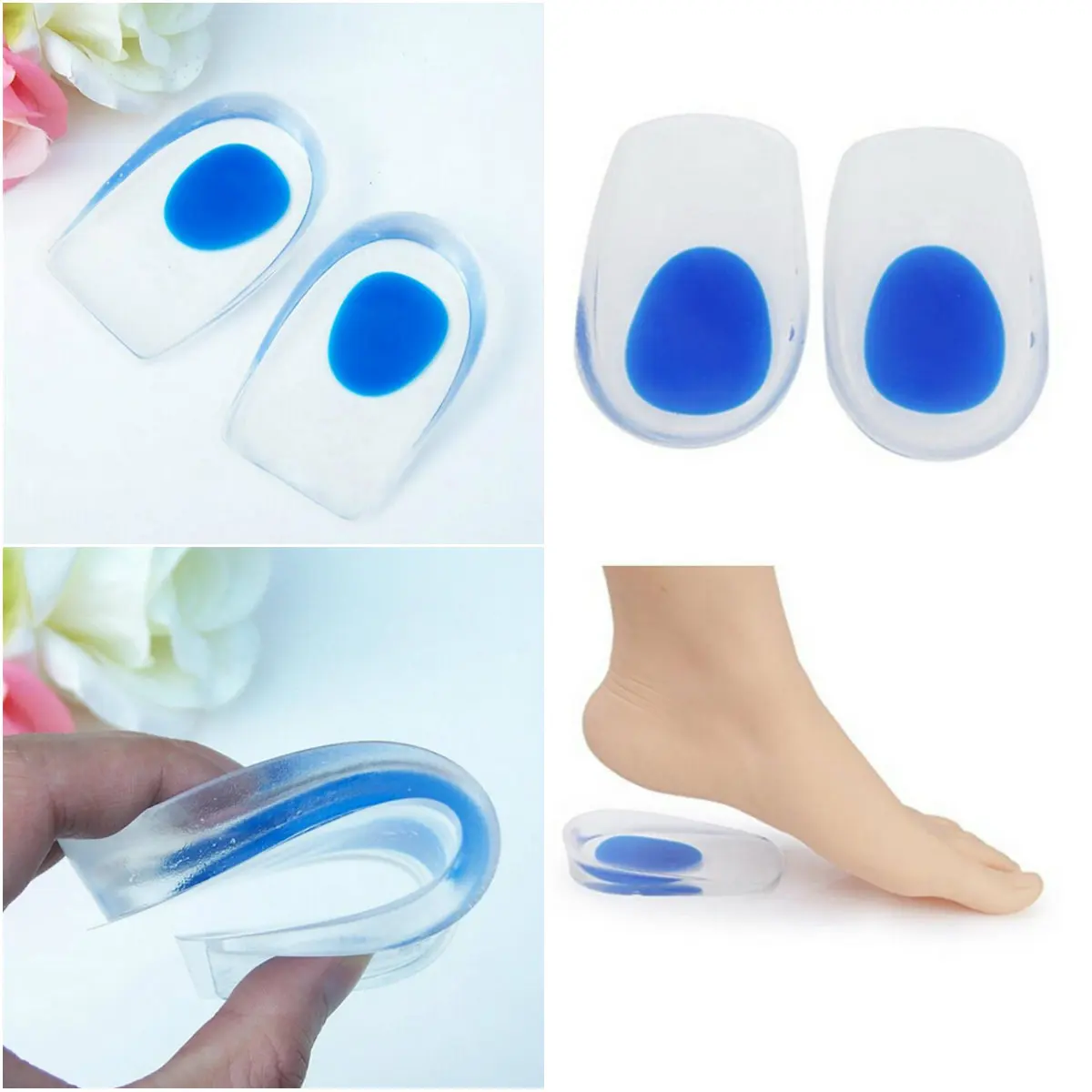 

New Silicon Gel Insoles Back Pad Heel Cup for Calcaneal Pain Health Feet Care Support feet cushion silica pads
