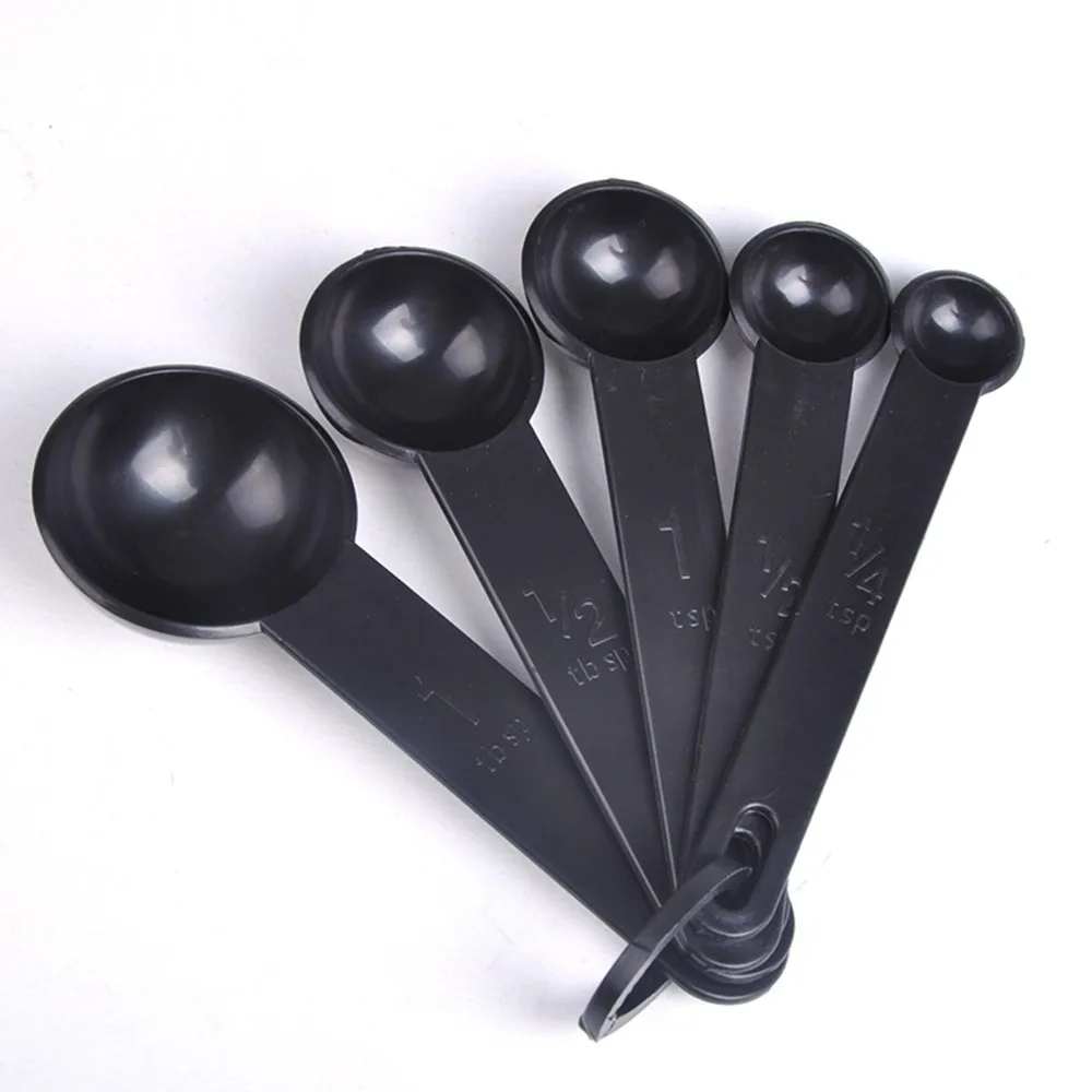 10pcslot-Spoon-Measurement-Set-Black-Plastic-Measuring-Spoons-Cups-Kitchen-Tools-For-Baking-Coffee-Utensil-Set-Kit-KC1186 (5)