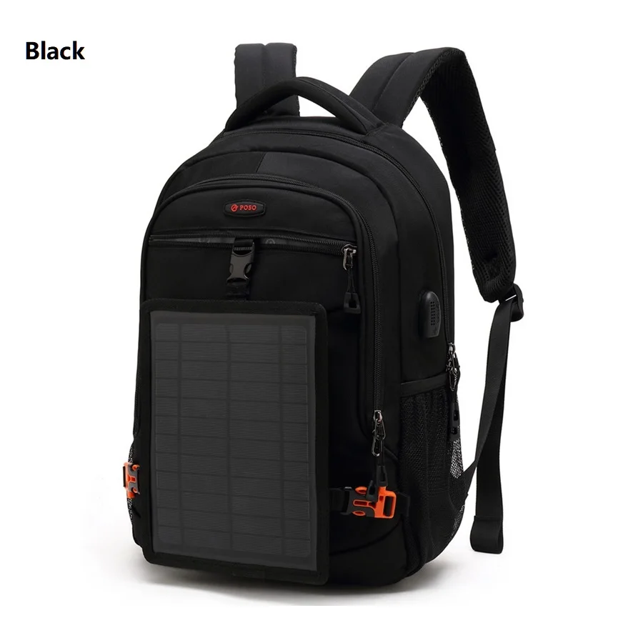 

Men Solar Backpack Large USB Charging Shoulder Bags 15.6 inches Laptop Bag Waterproof Nylon Bag Outdoor Travel Bags mochila