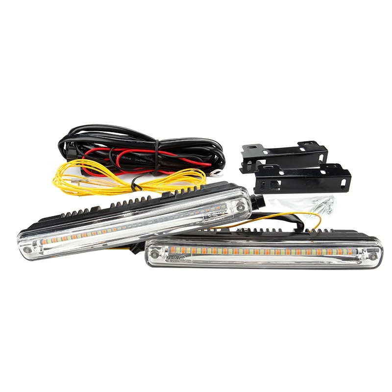 2Pcs 12V Sequential Flowing Car Led Daytime Running Light Drl + Yellow Turn Signal Super White Fog Lamp | Автомобили и мотоциклы