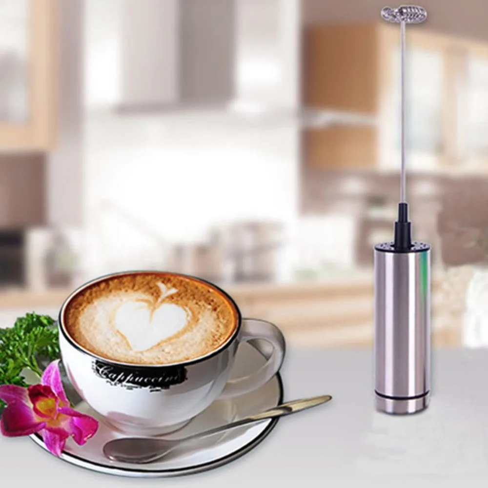 Electric Coffee Milk Frother Foamer Mixer Stainless Steel Latte Stirrer