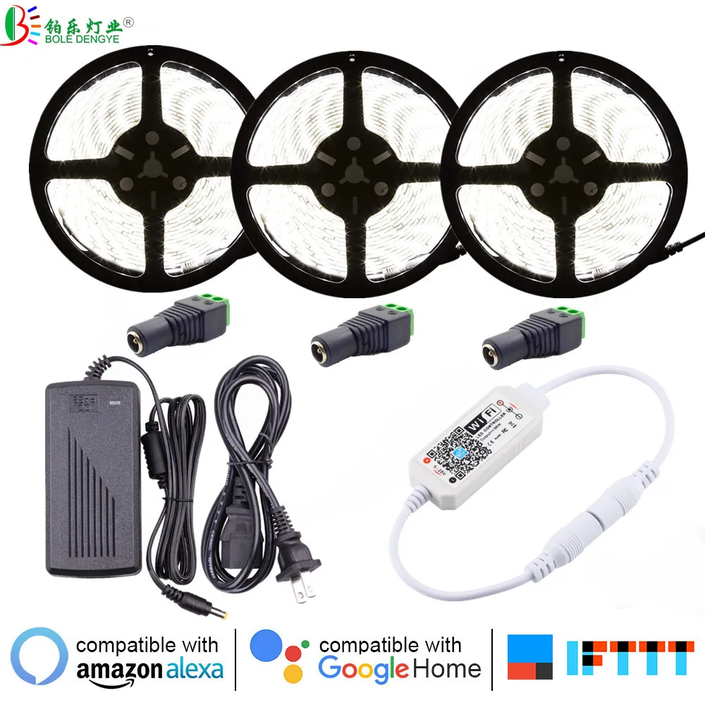 

5M Single Color WiFi LED Strip Works With Amazon Alexa Google Home Siri SMD 2835 5050 5630 LED Strip Light For Home Decoration