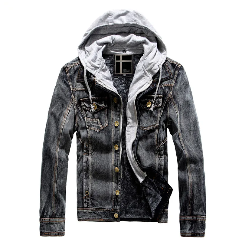 black denim hooded jacket men's