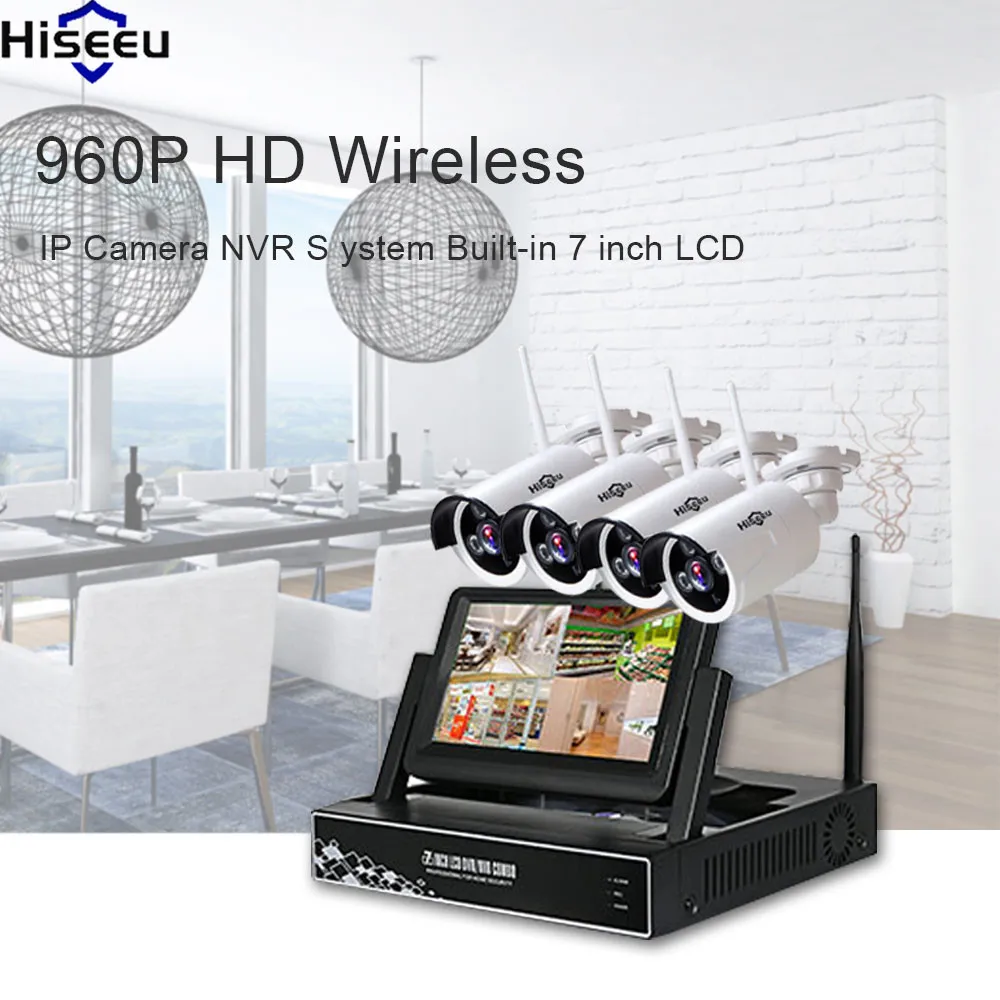 

Hiseeu NVR IP Camera IR-CUT Bullet Home Security System CCTV Kit 39 7 Inch Displayer 4CH 960P Wireless CCTV System Wireless