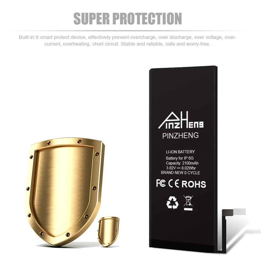 PINZHENG оригинальный 2100mAh аккумулятор мобильного телефона для iPhone 6 батарея