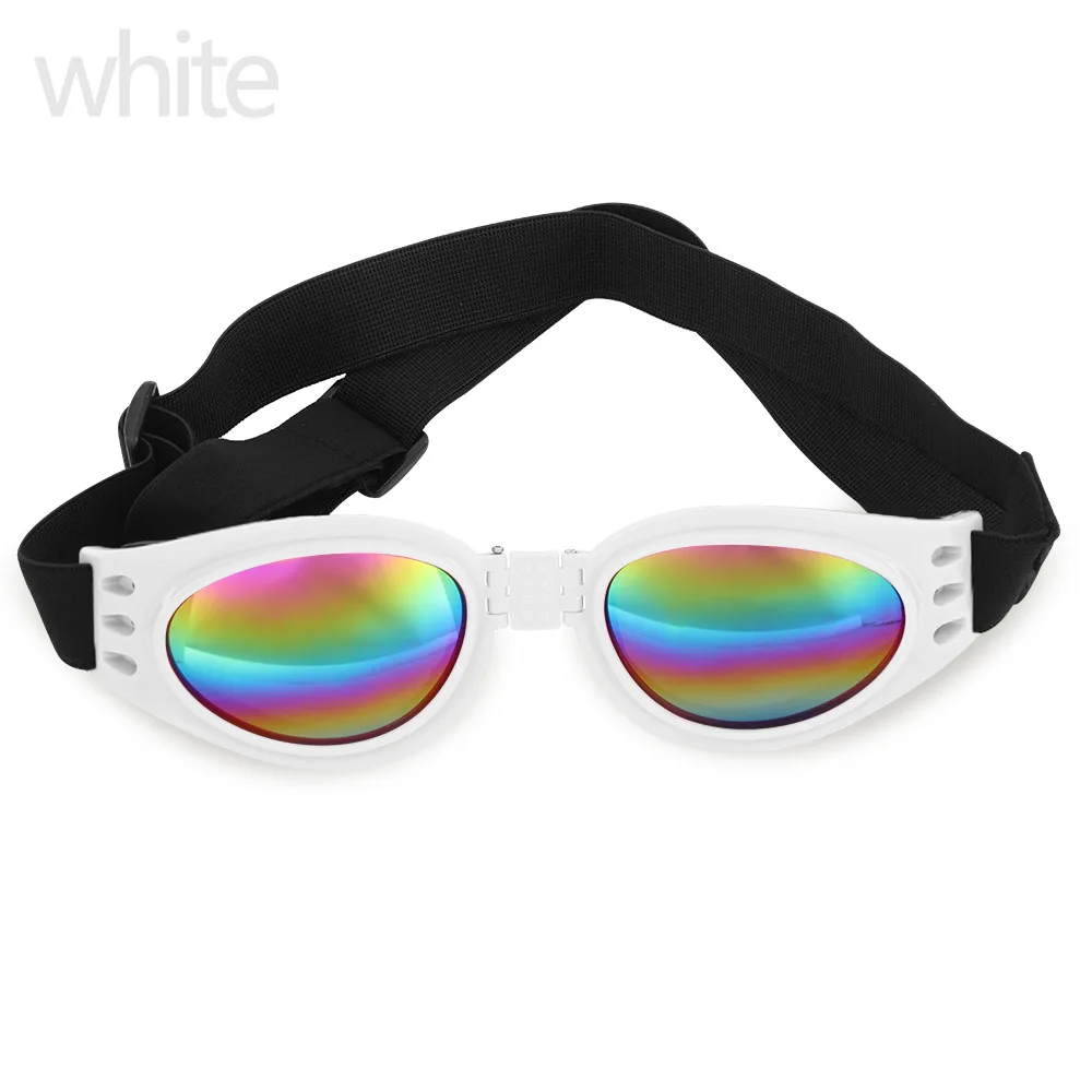 Складные собачьи очки для животных водонепроницаемые уличные собачьи очки с защитой от ультрафиолета солнцезащитные очки Аксессуары для домашних животных - Цвет: Белый