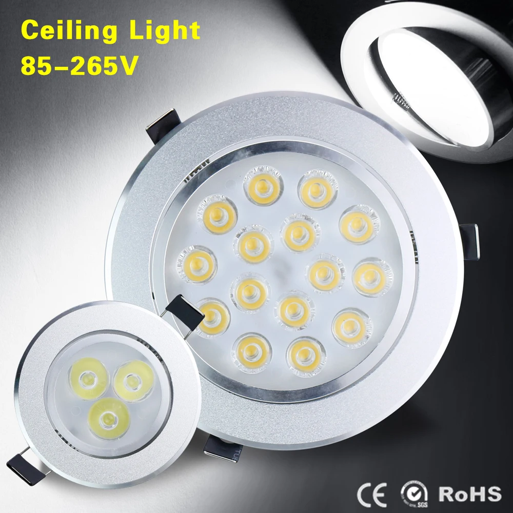 Buy AC85 265V 3W 5W 7W 9W 12W 15W LED Downlight Warm