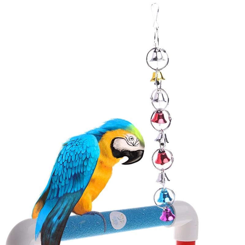 Pet Bird Bell Toys Chew Parrot Ring Hanging Swing Cage Cockatiel Parakeet Toy with bell melody