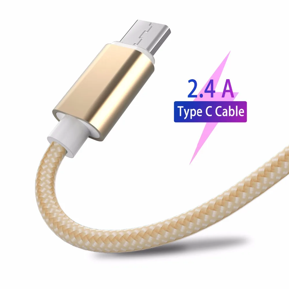 

USB Type C Cable 2.4A Fast Charging Smartphone Android Data Sync Transfer Charger Nylon Cord for Samsung Galaxy Note S9 S8 Plus