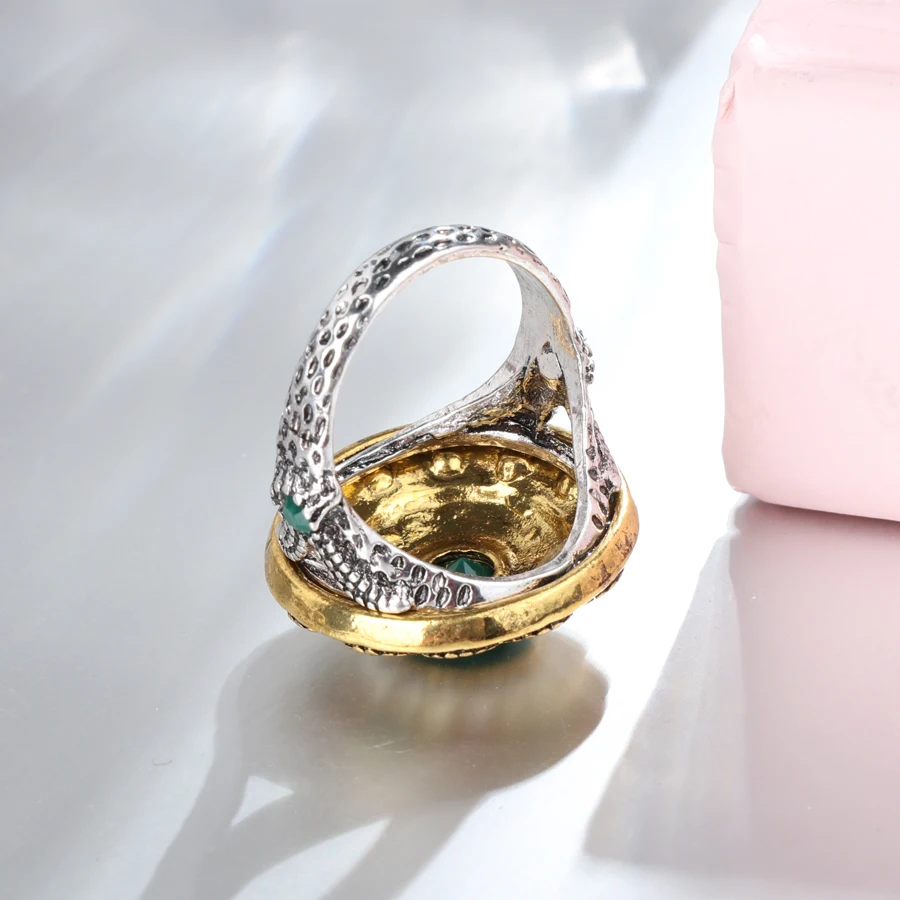 Vintage Ethnic Indian Wedding Rings For Women Flower Crystal Antique Gold Silver Ring Trendy Bohemian Jewelry 2018 Free Shipping