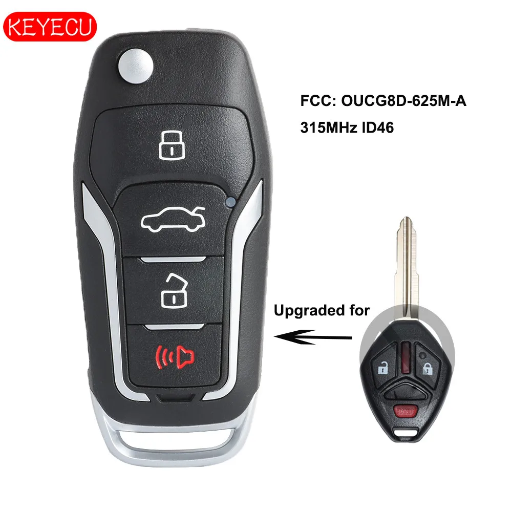 Keyecu Модернизированный Флип дистанционный брелок 3B 315 MHz ID46 для Mitsubishi i-MiEV Outlander 2011- FCC: OUCG8D-625M-A