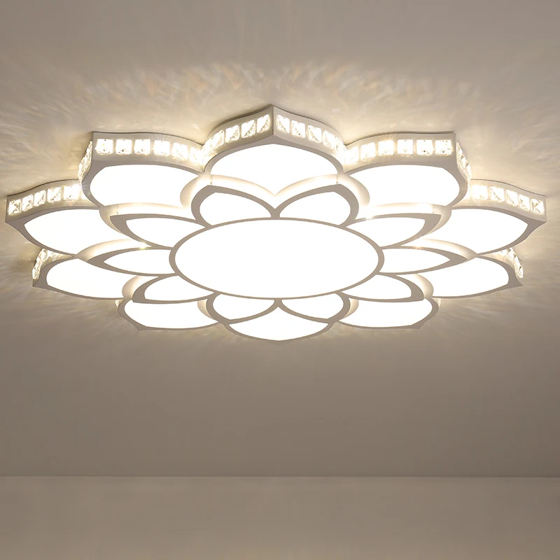Us 104 3 30 Off Opkmb Modern Led Crystal Ceiling Lamps For Living Room Flower Type Remote Dimming Luminaria Ceiling Light For Bedroom In Ceiling