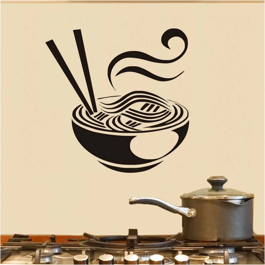 

Creative Food Kitchen Wall Sticker Pvc A Bowl Of Noodles Wall Decal Diy Art Mural Wall Poster Home Decor For Room