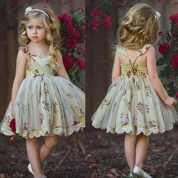 2 To 6 Year Kid Baby Girl Dresses Floral Printing Princess Girls Dress Party Wear Tulle Kids Children Prom Gown Birthday Dress 2017 baby girl dress children kids dresses for girls 3 4 5 6 7 8 year birthday outfits dresses girls evening party formal wear
