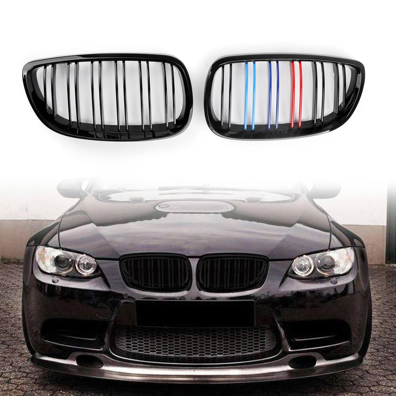 Areyourshop 2 пары углеродный Глянец MBlack Look Передняя решетка решетки для BMW 2007-2010 E92 E93 328i 335i передняя решетка автомобиля запчасти