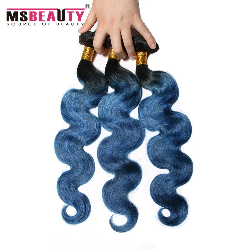 

8A 1B/Blue Brazilian Virgin Hair Body Wave Ombre Human Hair Weave Bundles Ombre Brazilian Hair Colored Brazilian Body Wave
