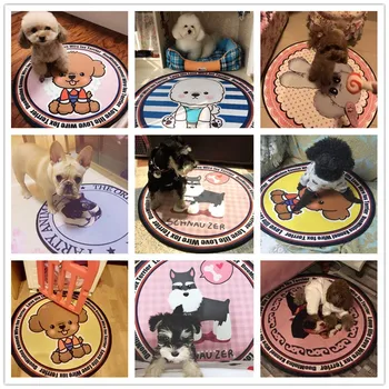 

60x60cm/80x80cm round shaped cat dog carpet rug teddy dog Shiba dog pet floor mat photo customized rug carpet for pet mat