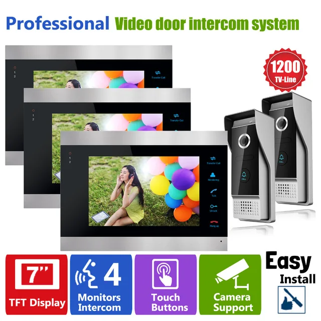 Homefong Video Door Phone Doorbell With Video Intercom Door Monitoring System Door Camera 3 Indoor Units 2 Outer Panel In Video Intercom From Security