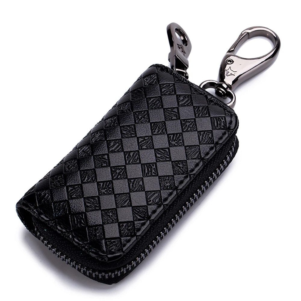 

Brand Car Key Case Split Leather Designer Keychain Wallet Real Cow Smart Housekeeper Zipper Key Ring Organizer Pouch Case MF-972