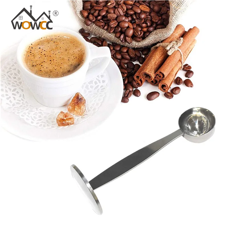 WOWCC 1 قطعة إسبرسو حامل القهوة قياس أدوات قياس عبث عبث ملعقة الفولاذ المقاوم للصدأ القهوة ملعقة عبث Coffeeware