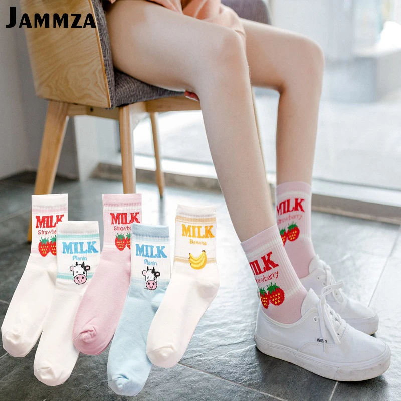 

Women New Brand Cute Fruit Fashion Socks Cotton Strawberry Animal Cartoon Socks Leisure Soft Girl Wild Harajuku Pink Socks Sox