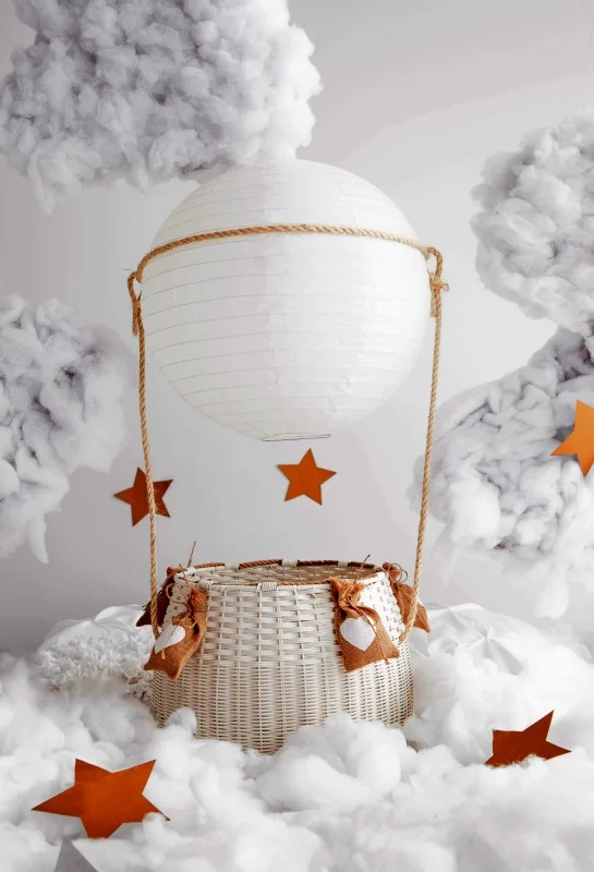 Laeacco белый горячий воздушный шар небо мягкий облако звезда новорожденный день рождения фон для фото на вечеринке фото фон фотосессия Фотостудия