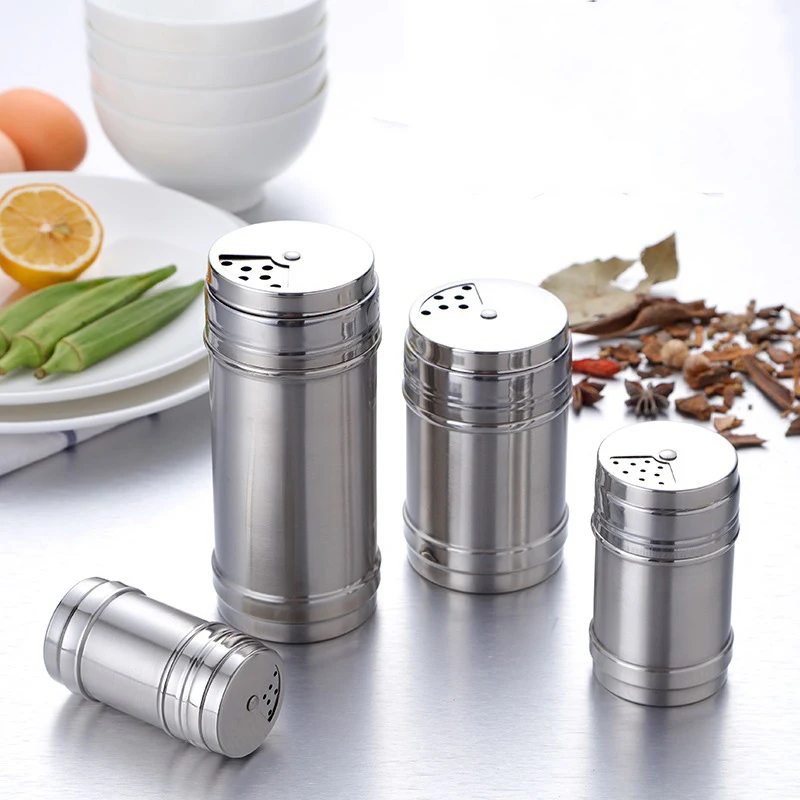 

Unibird Stainless Steel Spice Jar with Rotating Cover Pepper Salt Shakers Seasoning Toothpick Box Cocoa Sugar Sprays Bottle Tool