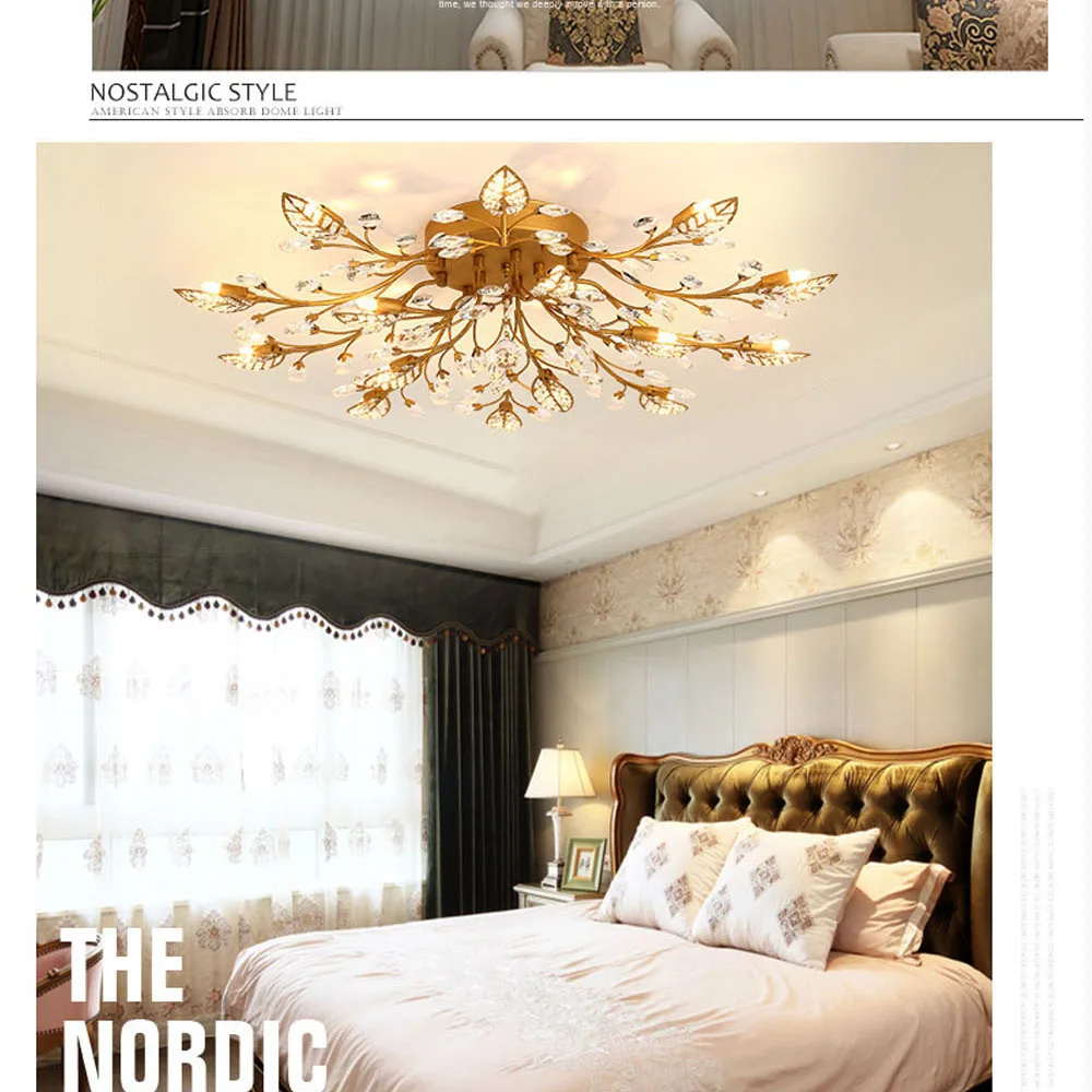 Modern Nordic K9 Crystal LED Ceiling Lights Fixture Gold Black Home Lamps for Living Room Bedroom Kitchen Bathroom6